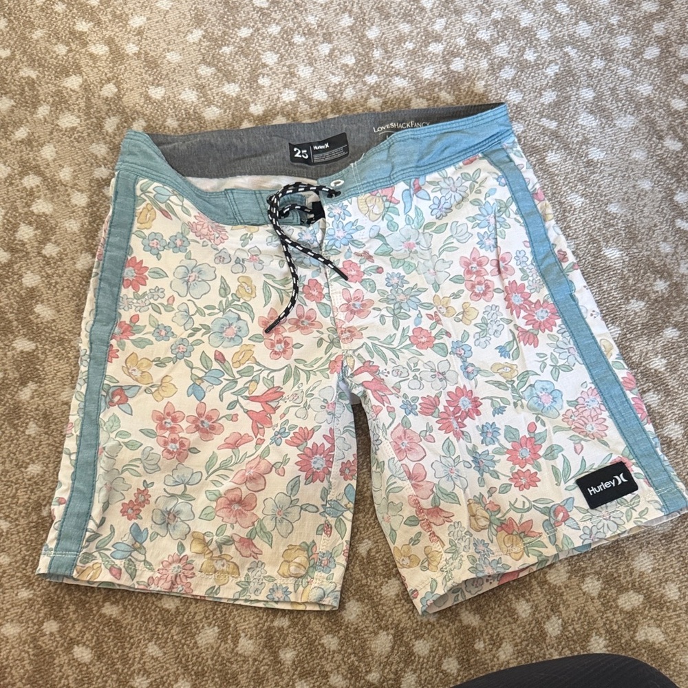 Hurley Men's Floral Board Shorts - Pastel Blue and Pink-loveshack fancy hurley